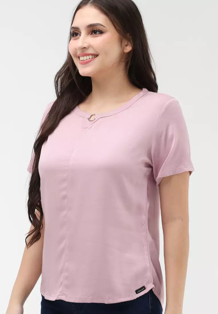 Single Twill Woven Short Sleeves Blouse