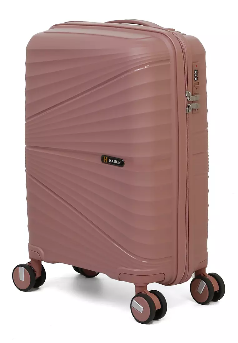 Carlton Koper Size 20inch Unisex Lock Anti Theft Zipper Suitcase Material Fiber ORIGINAL - Rose Gold