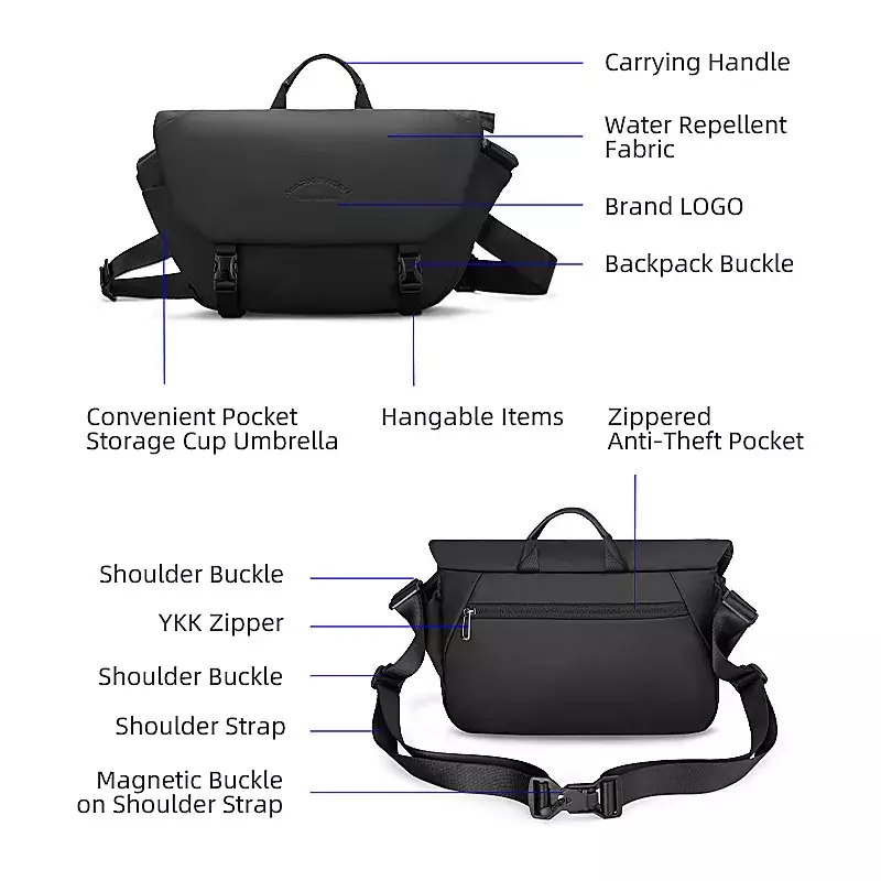 Mark Ryden MR1016 Tas Selempang Pria Crossbody Waist Bag Sling Bag - BLACK