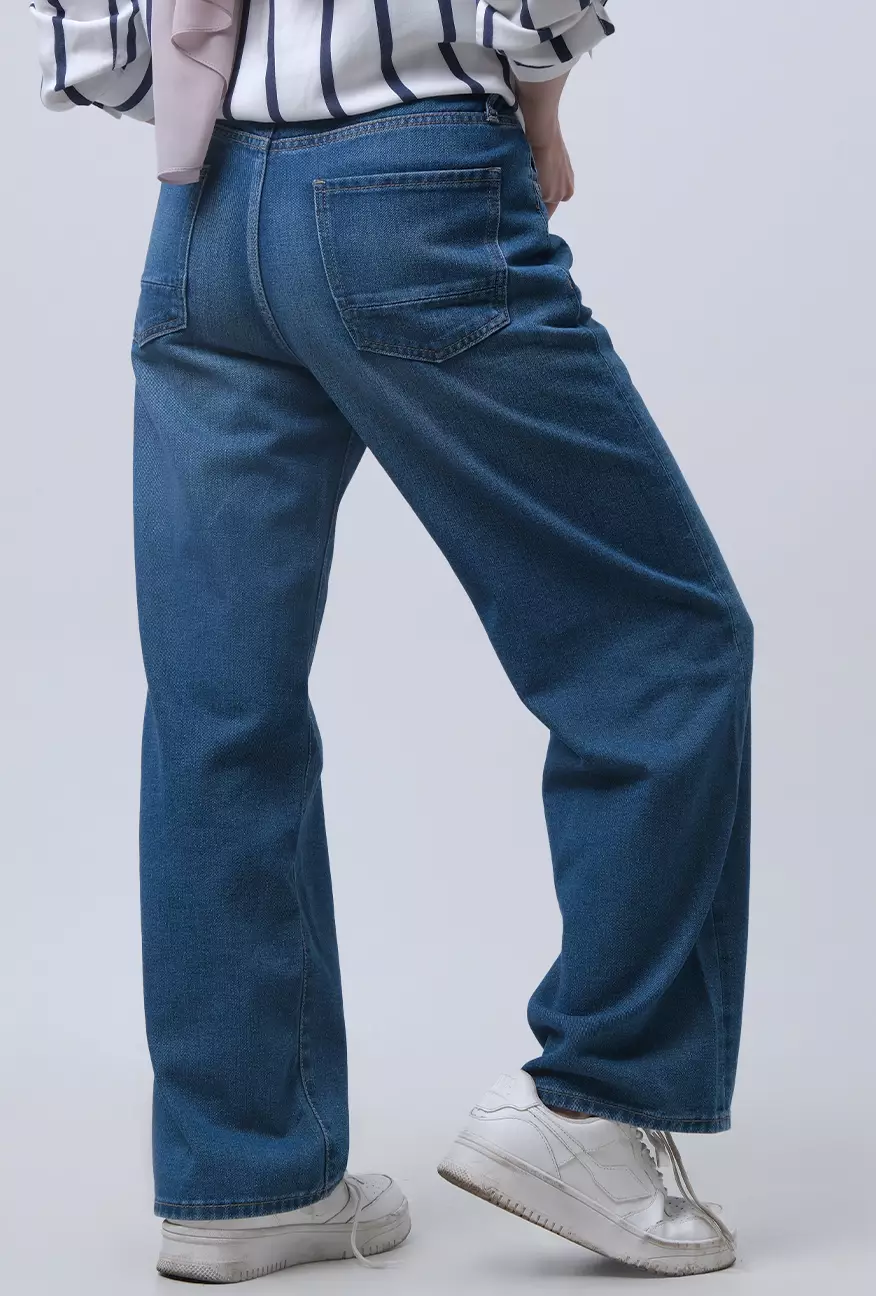 Celana Jeans Wanita Loose I2 Series Medium Blue