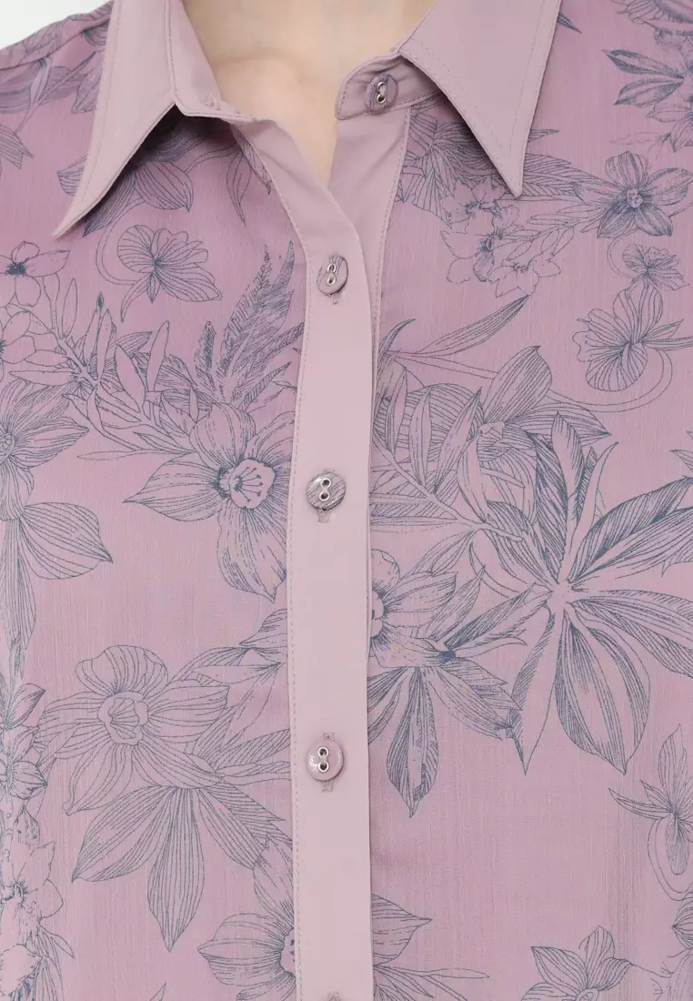 Wispie Shirt Floral Purple By Brilliant Girl Warna UNGU