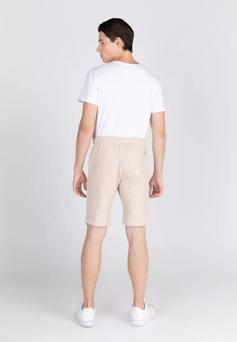 Buy IDENTITY Mens Casual Wear French Terry Shorts with Zipper Beige