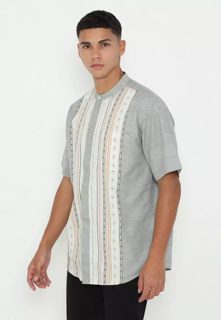 POLICE Kemeja Koko Printing Cotton Soft Regular Fit Pria