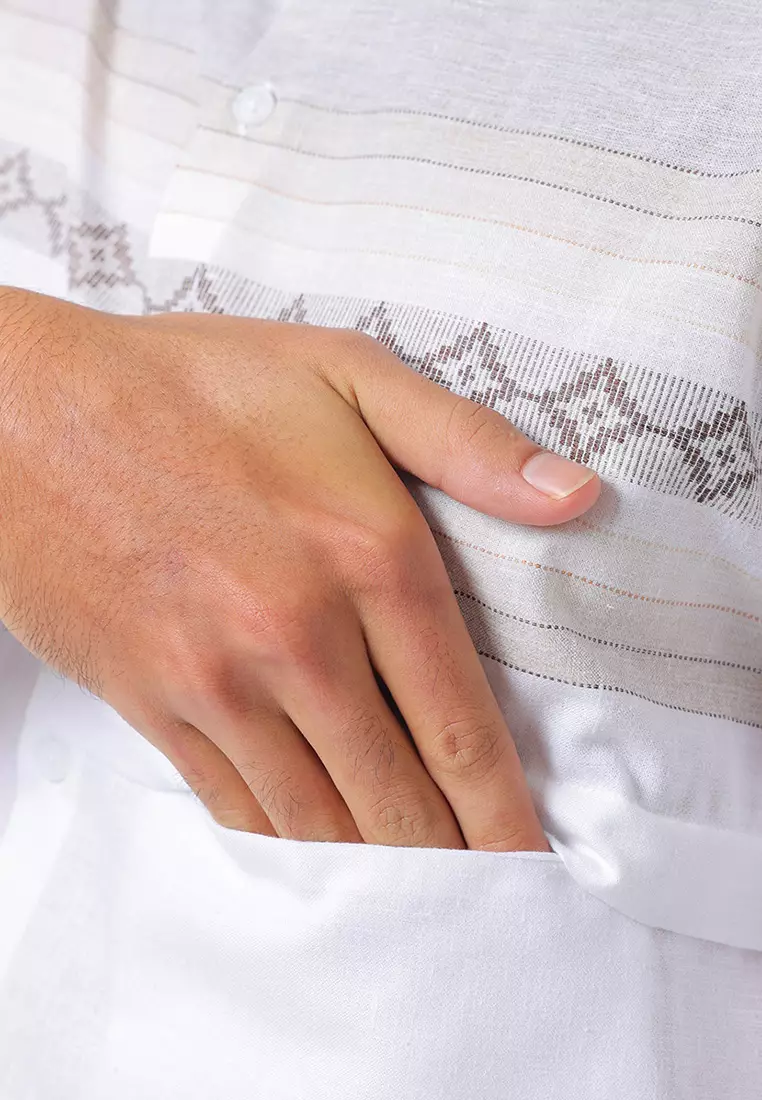 Kemeja Koko Pria Lengan Panjang ARISH WHITE Baju Muslim Pria