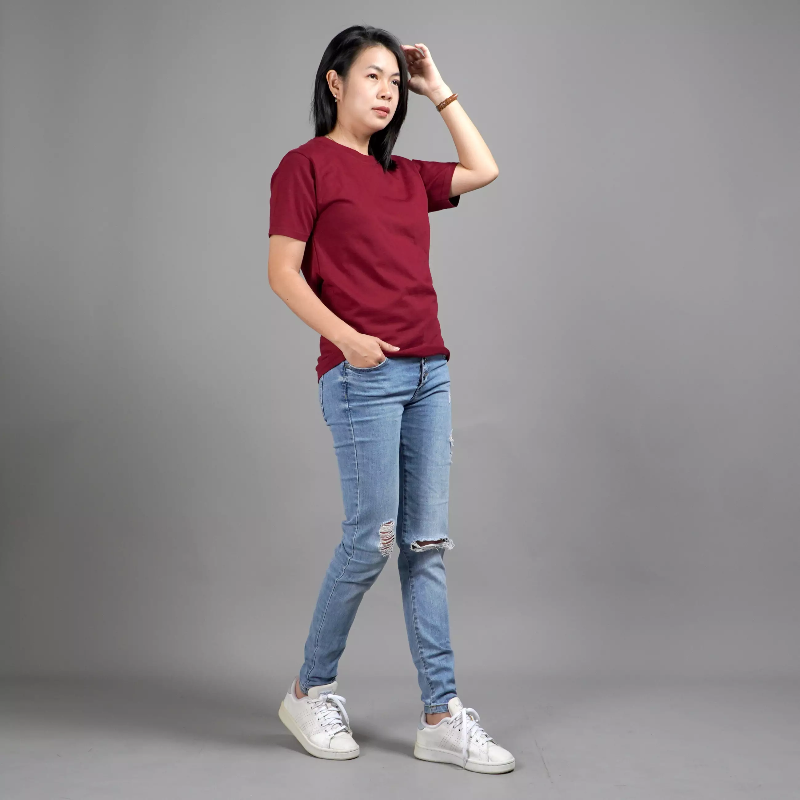  UNILO Size S-BIG Kaos Polos Wanita Basic TShirt Cotton - Marun