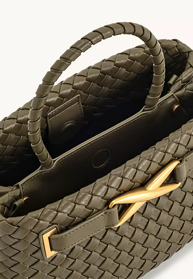 Elora Woven Tote Bag - Olive