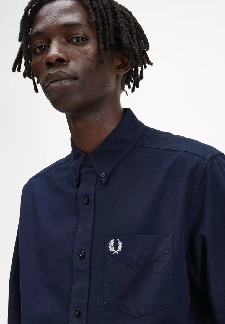Fred Perry M5516 Oxford Long Sleeve Shirt (Navy)