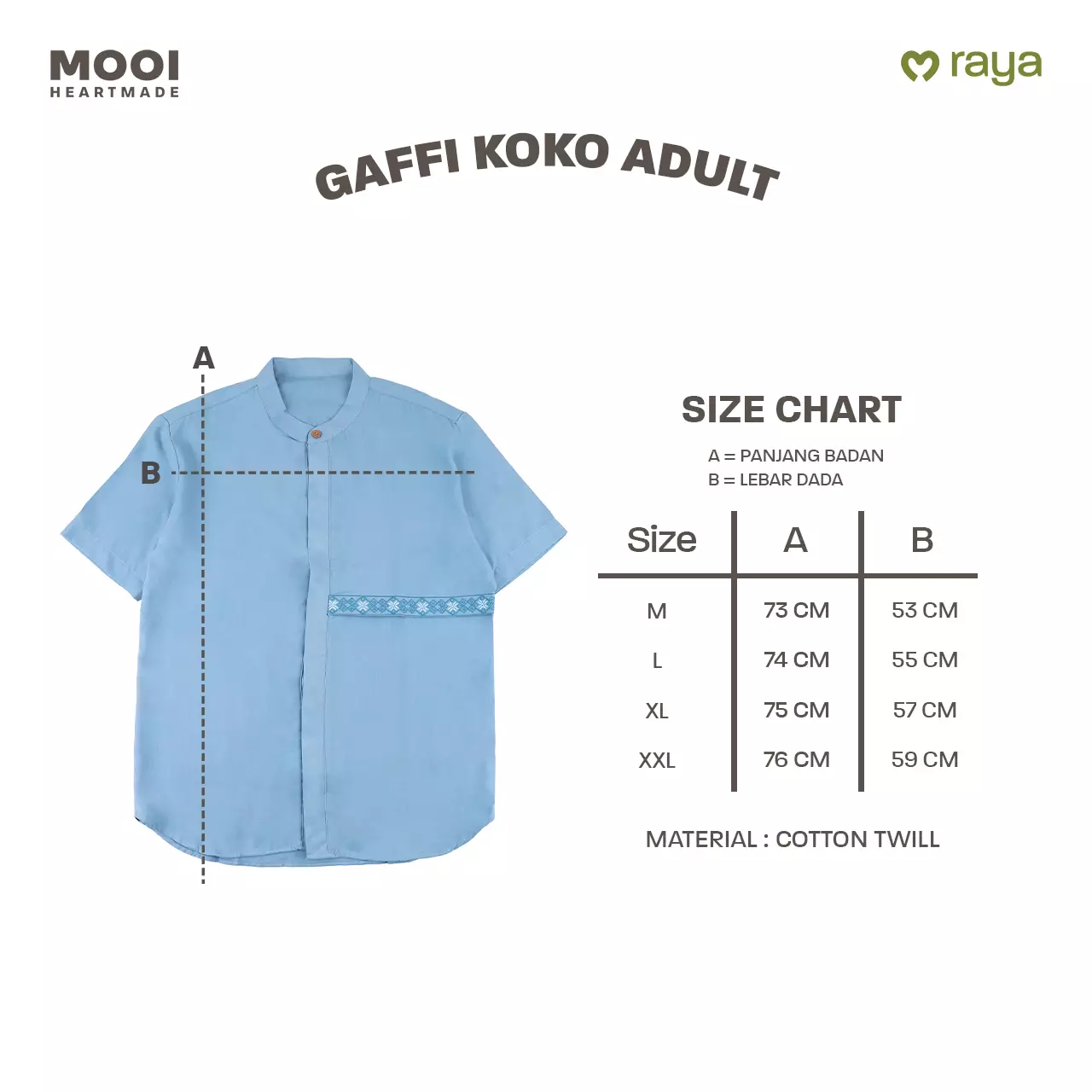 Mooi Atasan Pria Kemeja Pria Raya Collection Gaffi Koko - Camel Brown