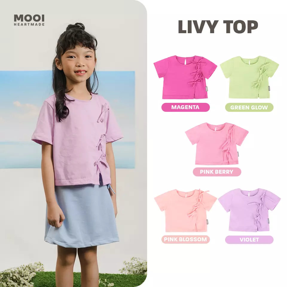 Mooi Atasan Anak Perempuan Livy Top - Green Glow
