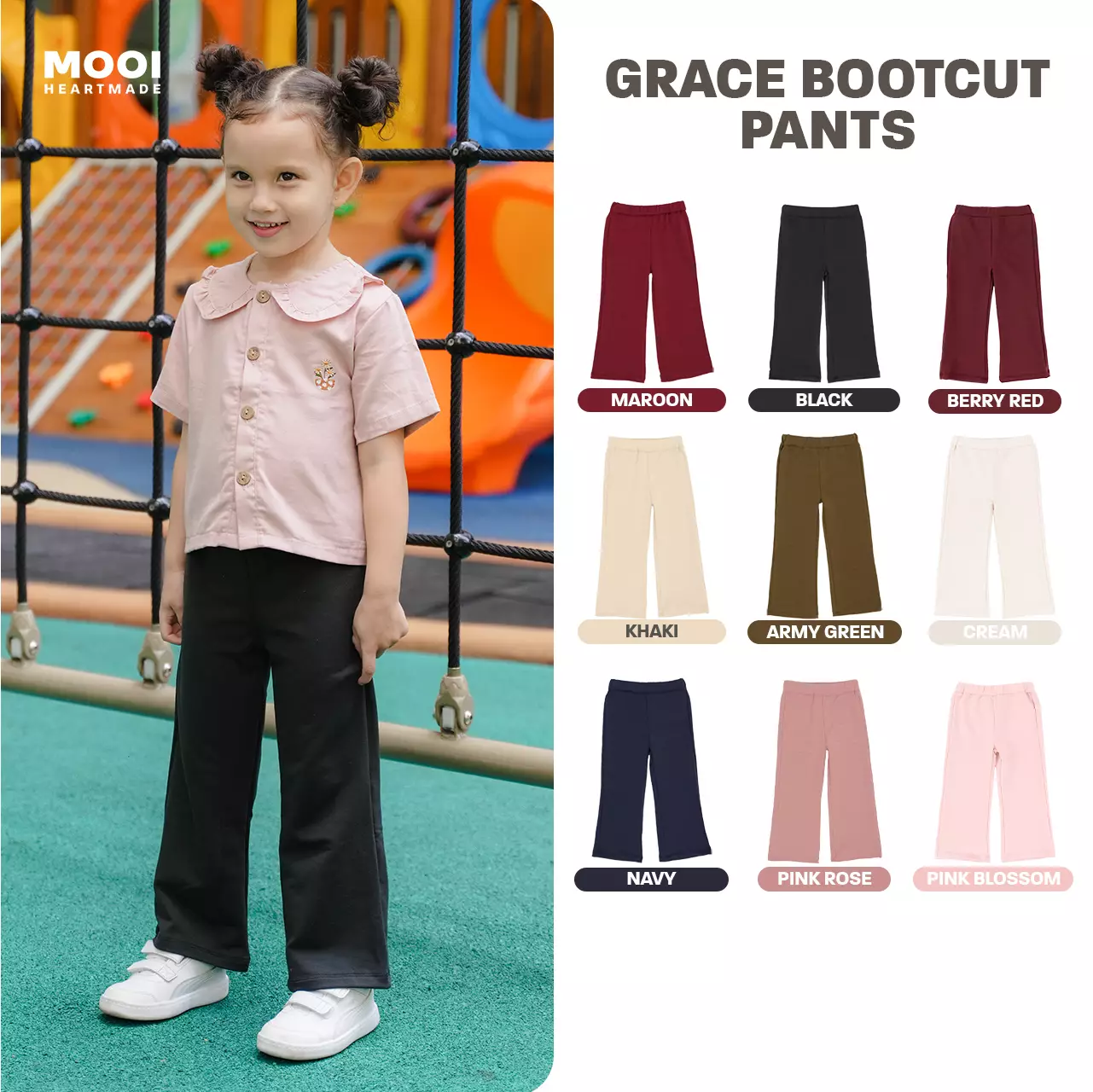 Mooi Celana Panjang Anak Perempuan Grace Bootcut Pants - Cream