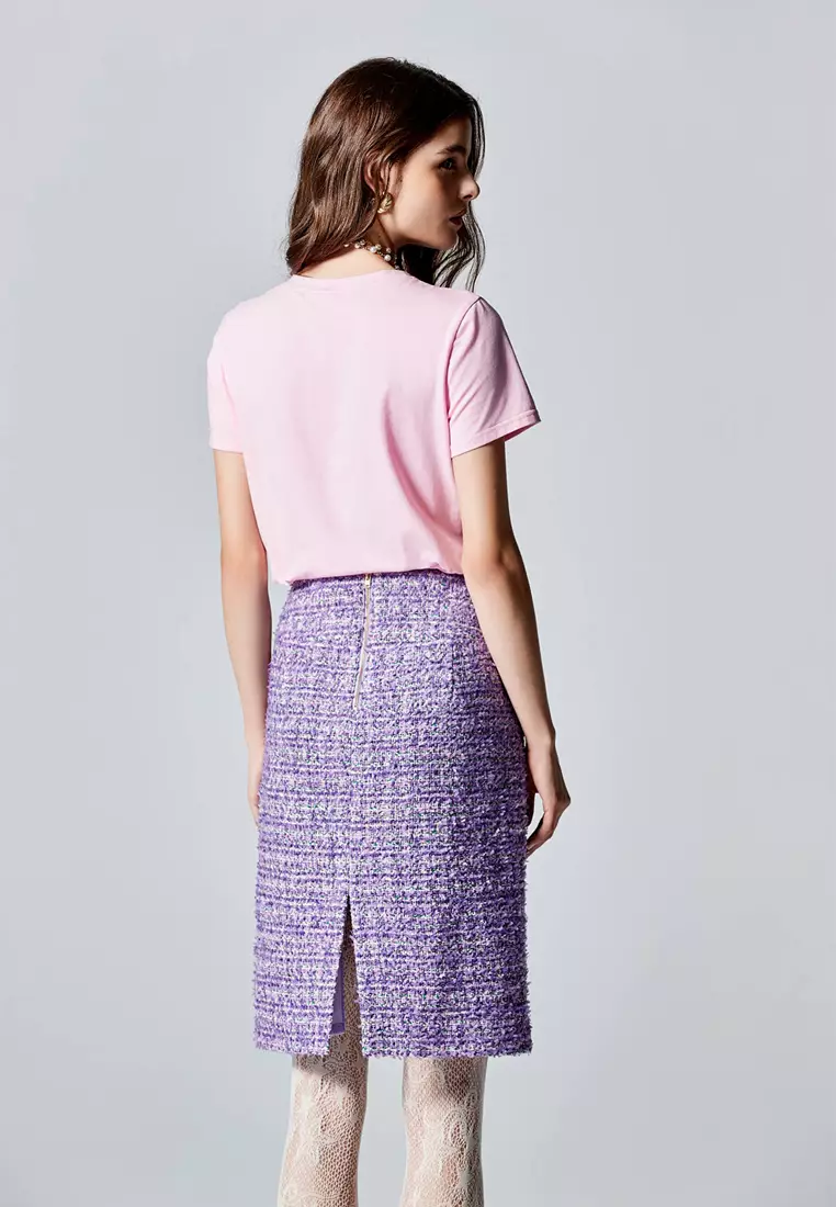 Purple Tweed Pencil Skirt