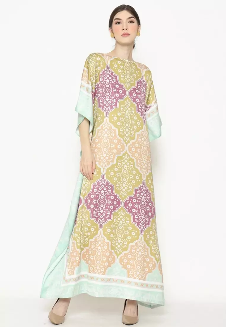 Kanzi Collection Exclusive Short Sleeve Ethnic Pattern Kaftan