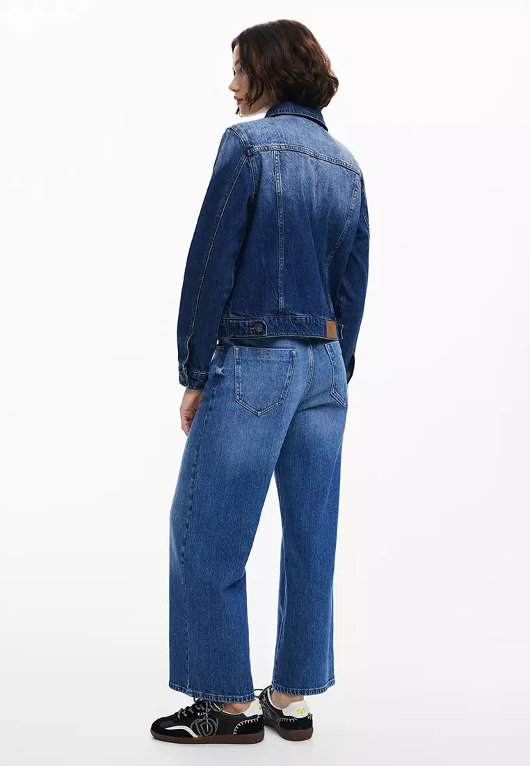 Desigual Woman Floral trucker denim jacket.