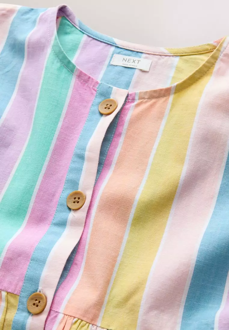 Stripe Short Sleeve Button Through Dress