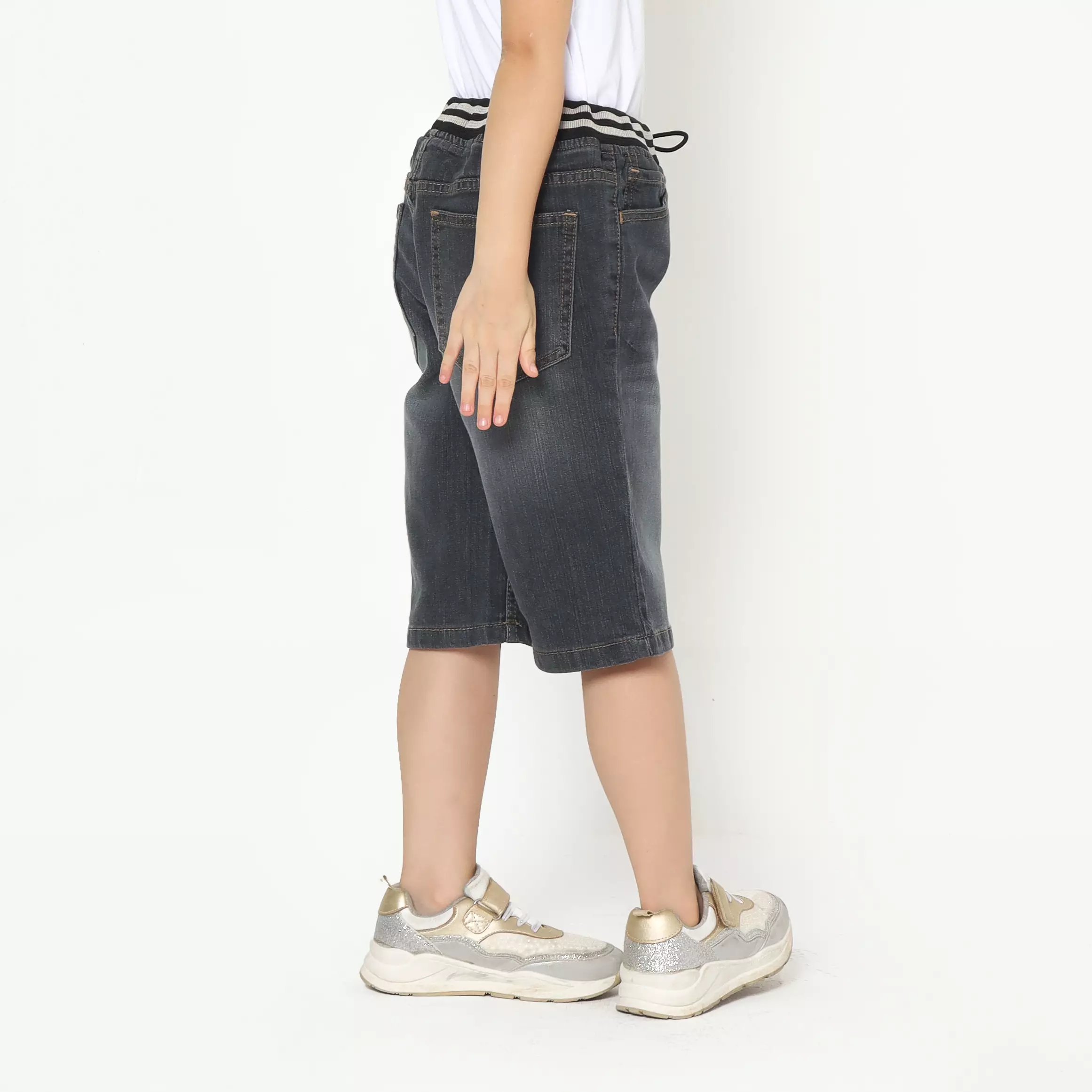 Celana Pendek Anak Perempuan Jeans Star Rib Grey
