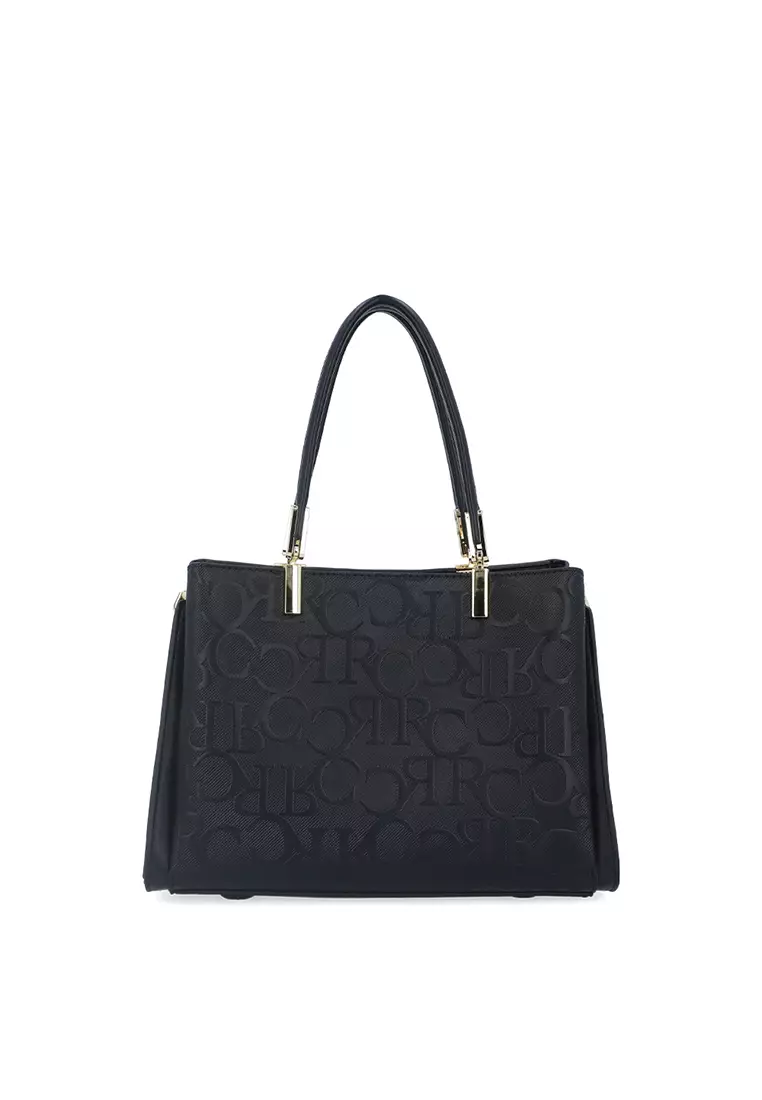 Black Vienna Top Handle II in CR Monogram