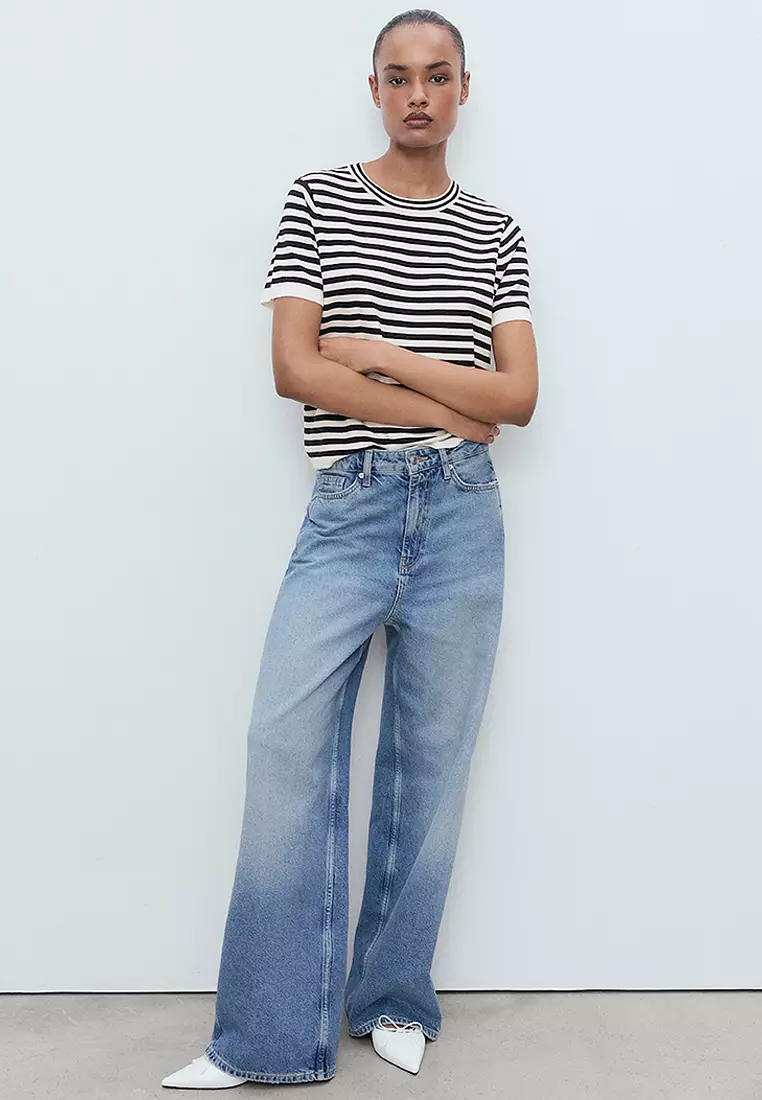 Striped Short-Sleeved Sweater