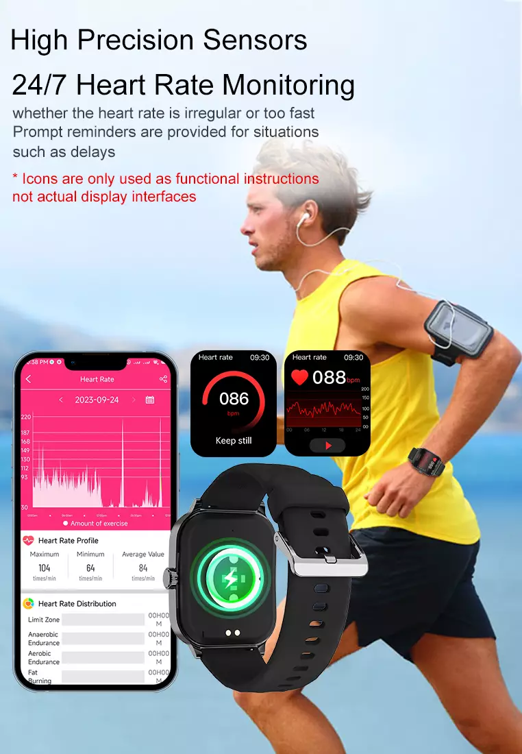 Smart Watch U9 2.1 inch 3D Flexible Surface Bluetooth Calling Temperature Measurement Jam Pintar Black dengan gelang gratis