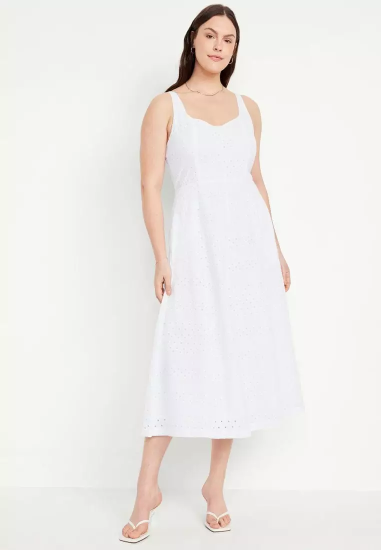 Scoop Neck Fit And Flare White Midi Dress Buy Old Navy Fit Flare