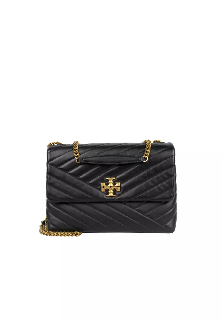 Kira Chevron Convertible Shoulder Bag in Black 90446