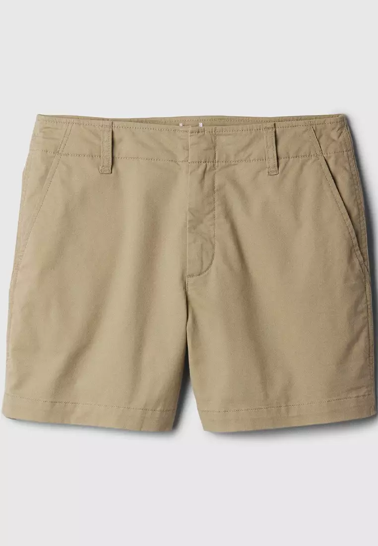 5" Mid Rise Downtown Khaki Shorts