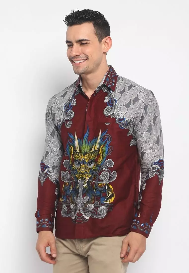 Silver Barong Kemeja Batik Pria Premium Slimfit Modern Lengan Panjang