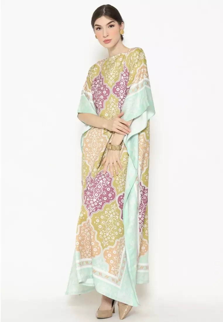 Kanzi Collection Exclusive Short Sleeve Ethnic Pattern Kaftan