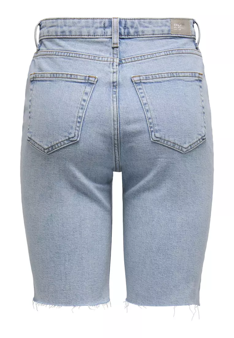 High Waist Long Denim Shorts
