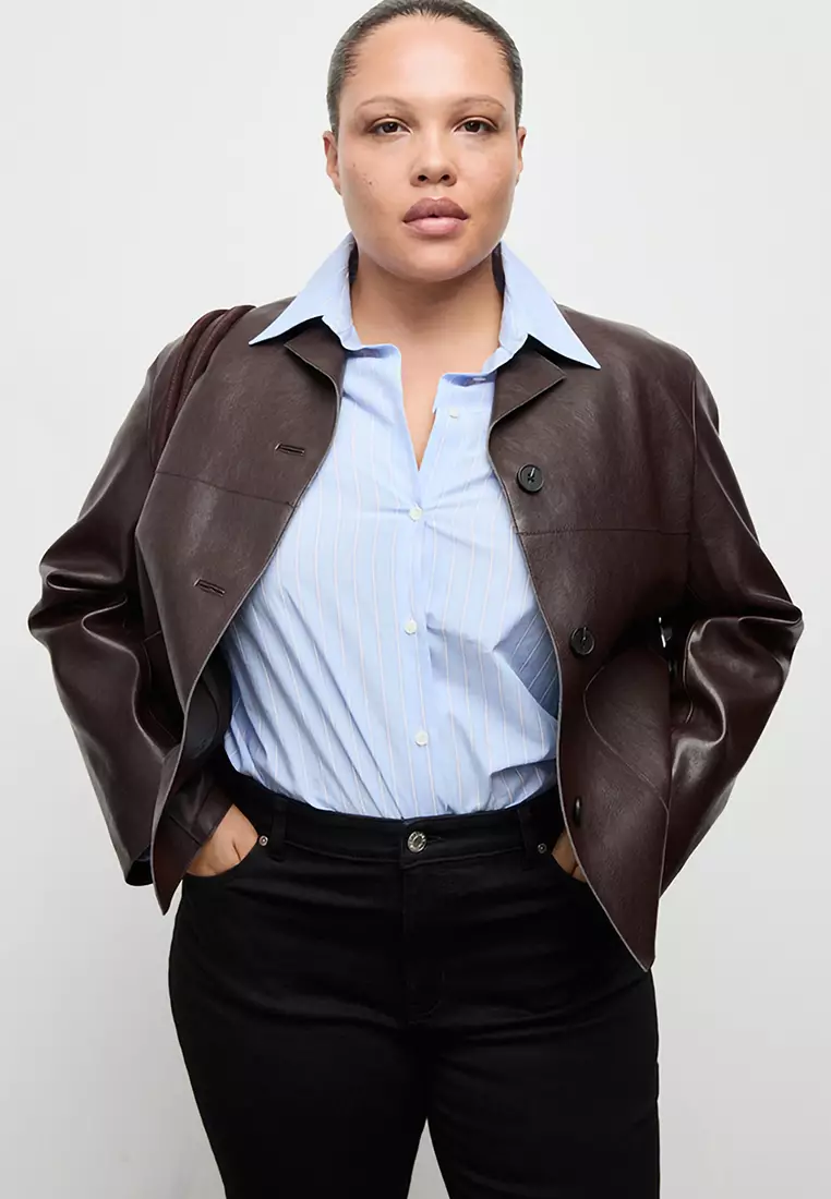 Faux-Leather Jacket With Pockets