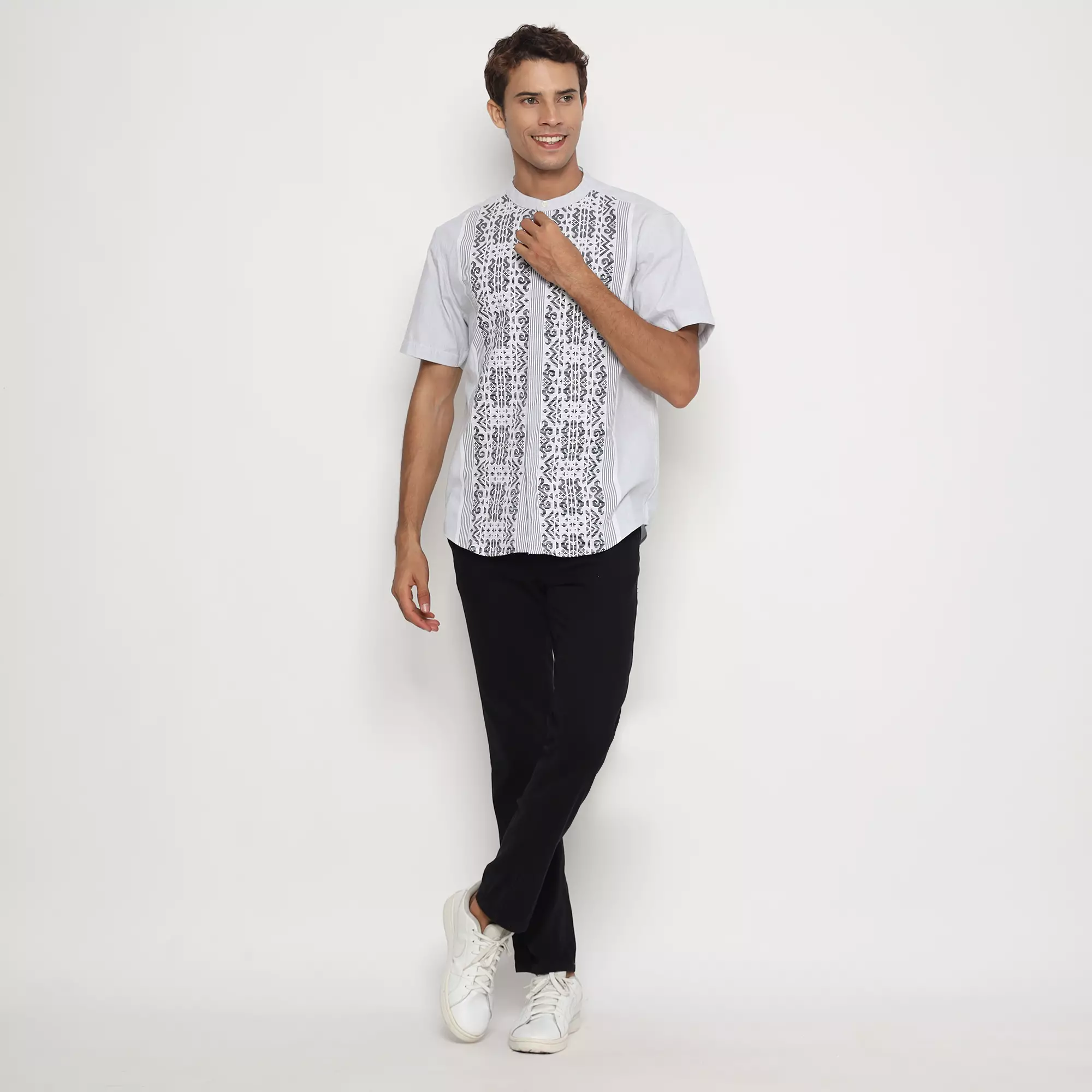 Platini Kemeja Koko Pria Lengan Pendek Katun Abu 931168