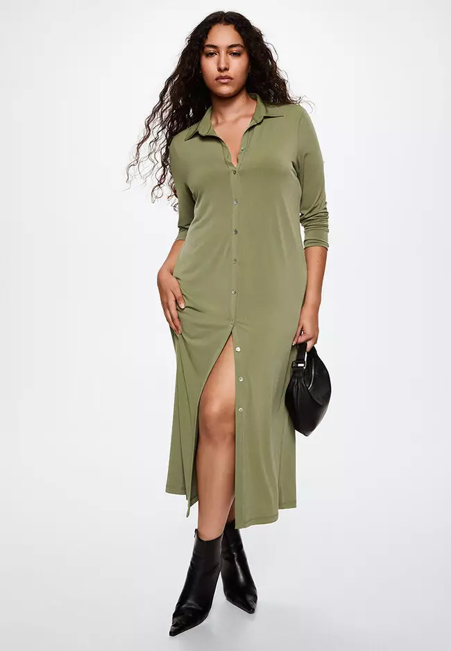 Mango buttoned hot sale midi dress