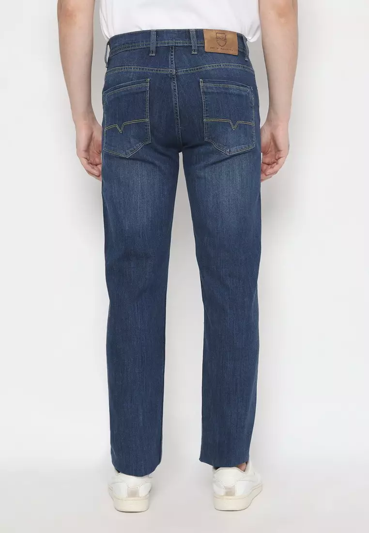 POLICE Celana Jeans Panjang V Pocket Biru Pria