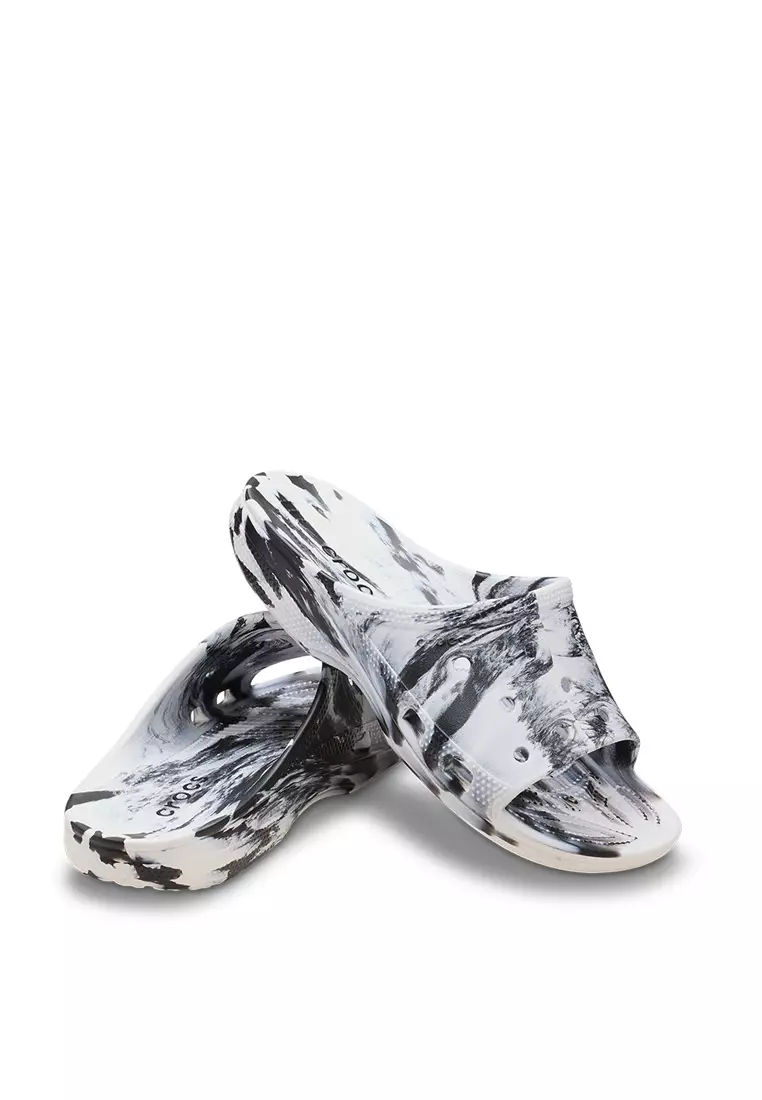Crocs Men Saturday Marbled Slide - Black/White