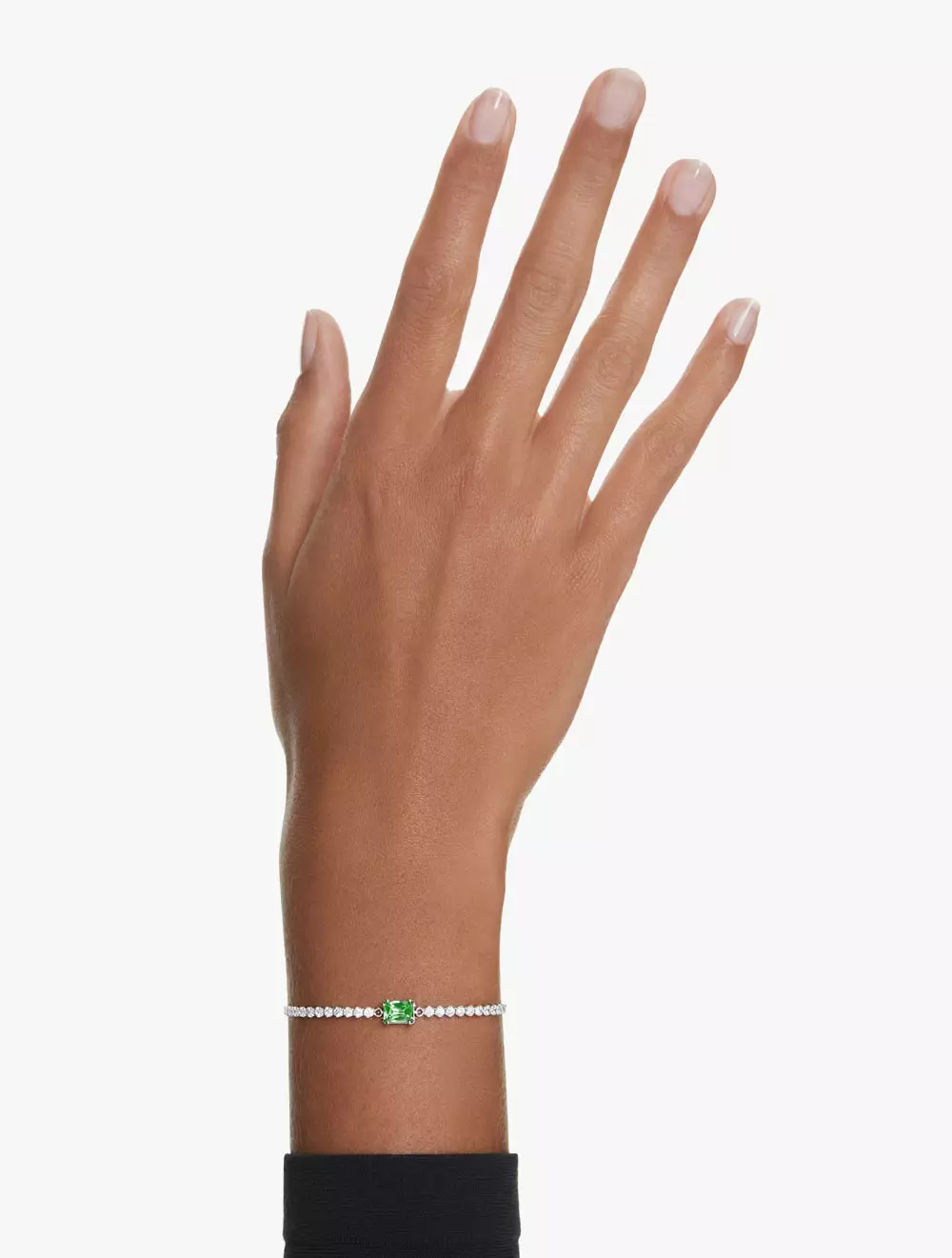 Matrix Tennis Bracelet, Mixed Cuts, Green, Rhodium Plated - Green