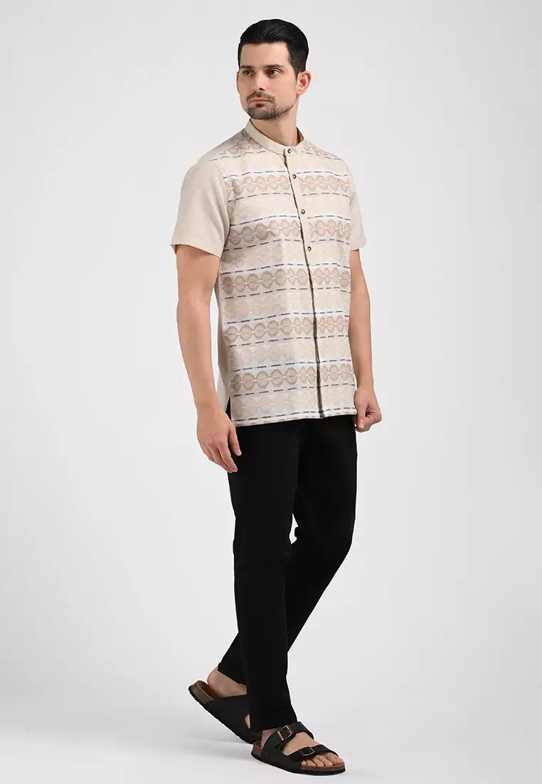 MOC Kemeja Koko Lengan Pendek Pria MIKHA-KHAKI