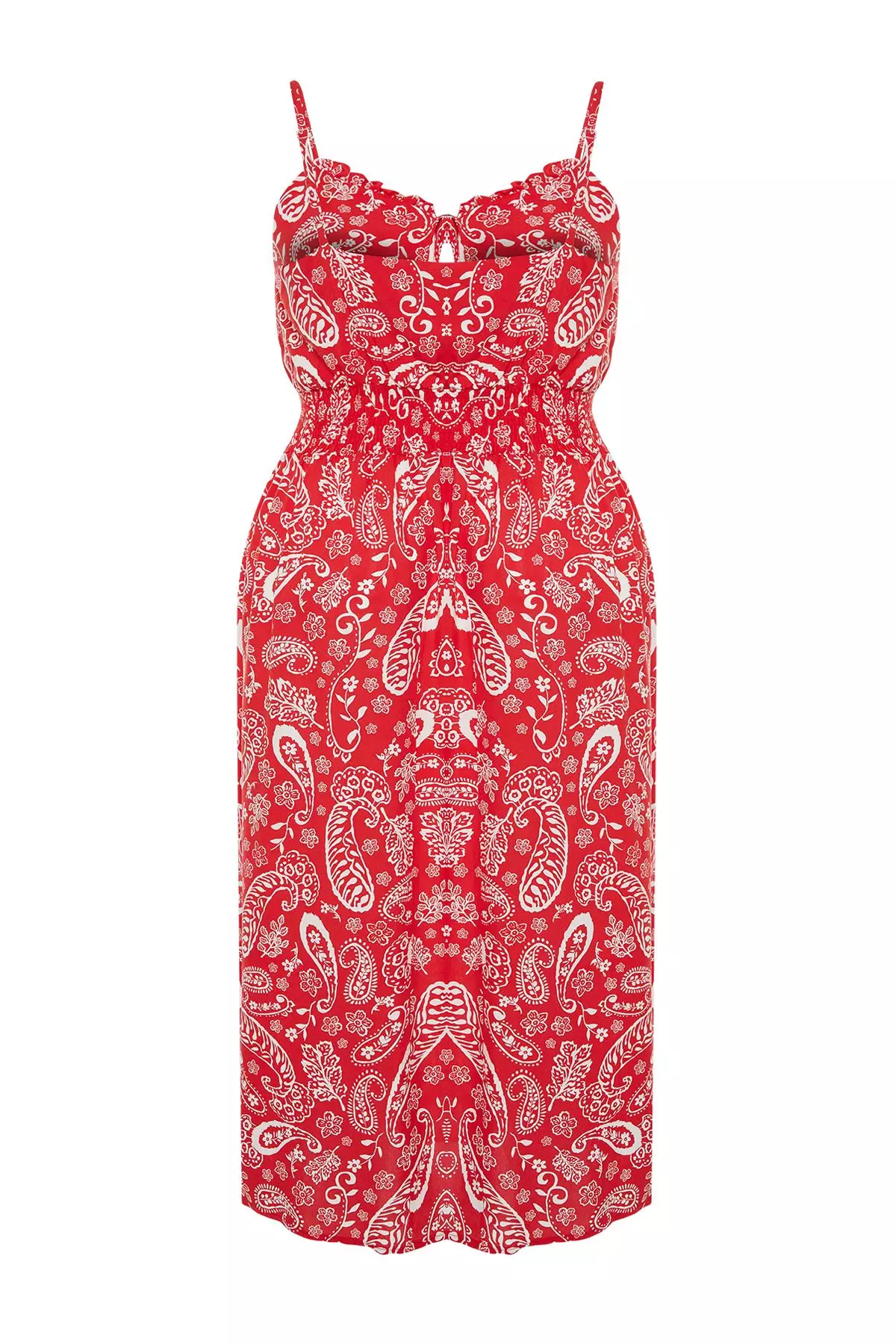 Plus Size Printed Elastic Waist Beach Dress