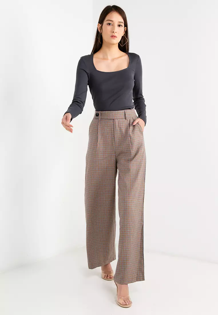 High waisted sale check pants