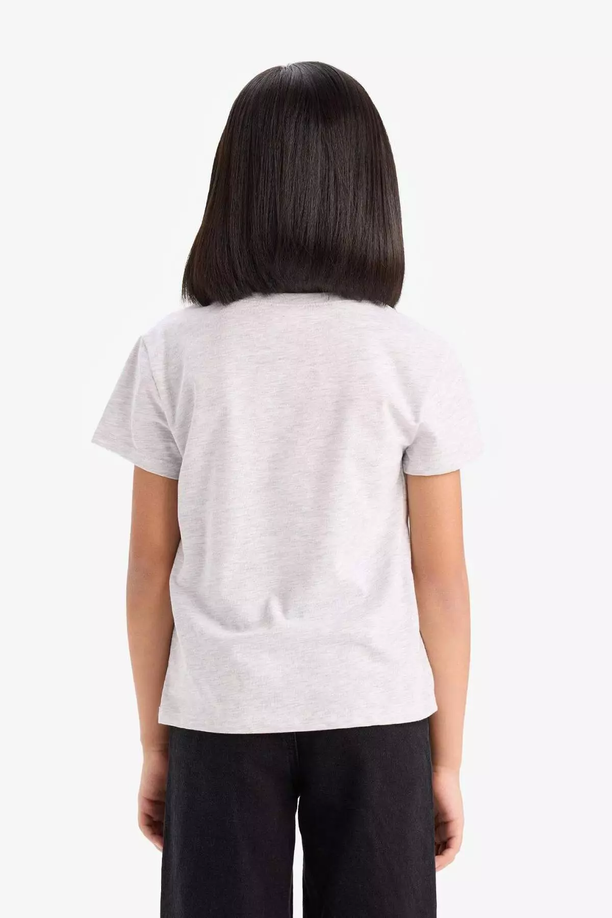 Girls' Crew Neck Printed Short Sleeve T-Shirt E5895A825Sm