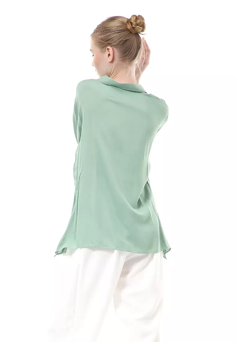 Ayudia Shirt Long Sleeve Atasan Wanita Premium Quality - Matcha