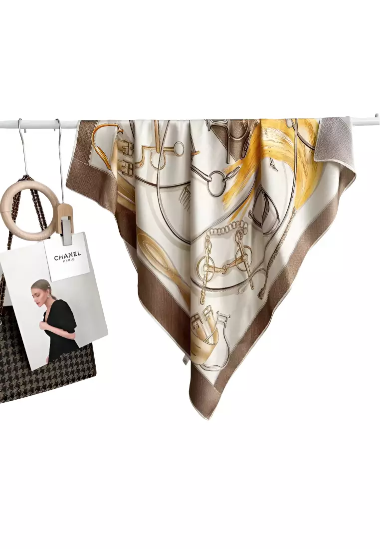 Luxury Silk Ladies' Large Scarf, Sun-Proof Crepe Satin, Premium Souvenir.