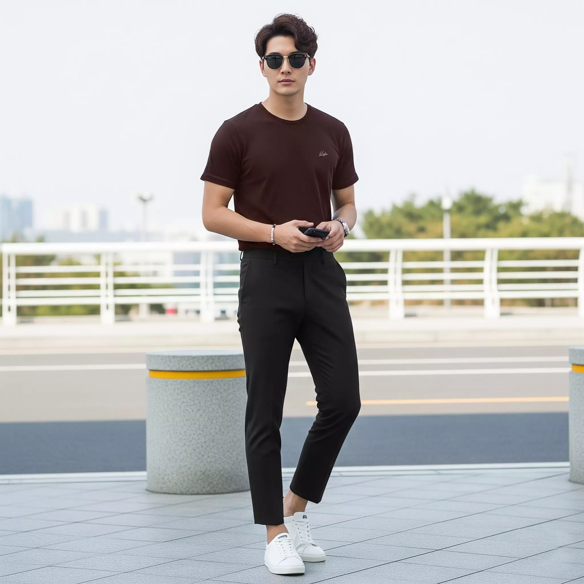 Kale AXELO REGULER COFFEE BROWN Organic Cotton | T-Shirt Basic