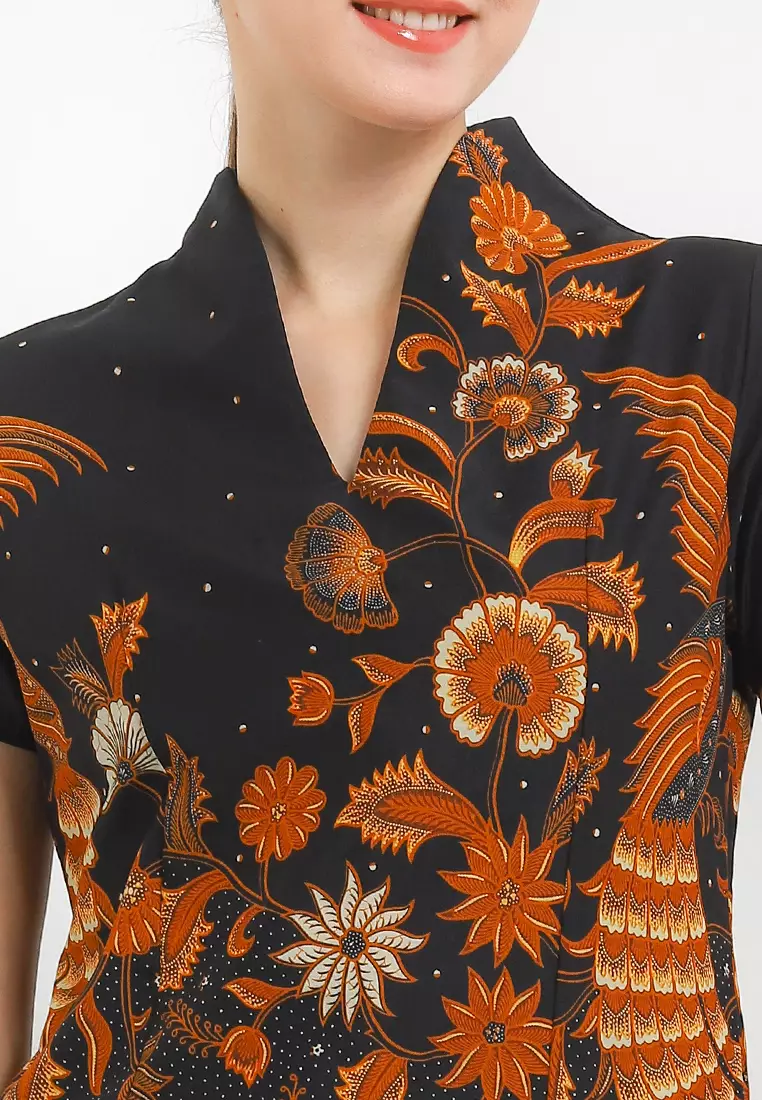 Blouse Swan-Necked Cap-Sleeve+Lining