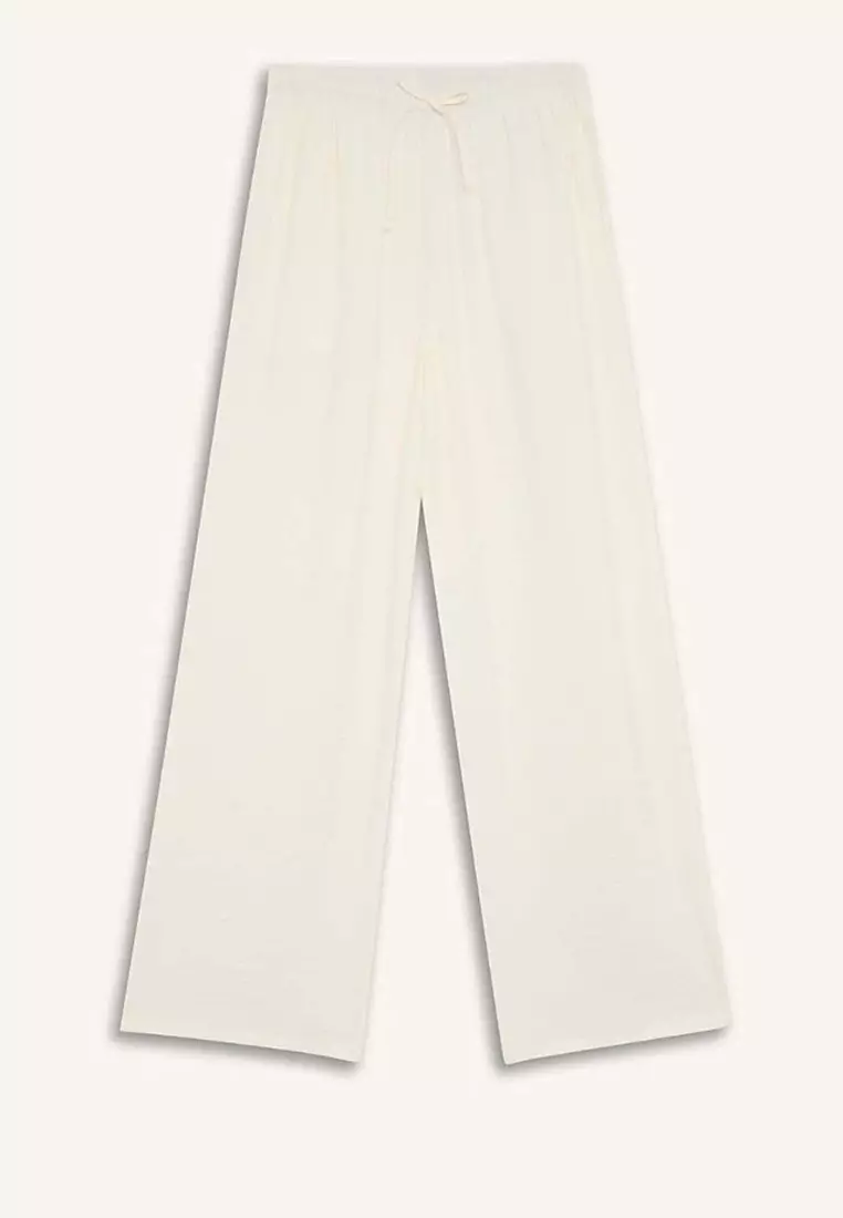 Regular Fit Stretchy Waisted Beach Pants-Fall in Love E1172Ax25Sm