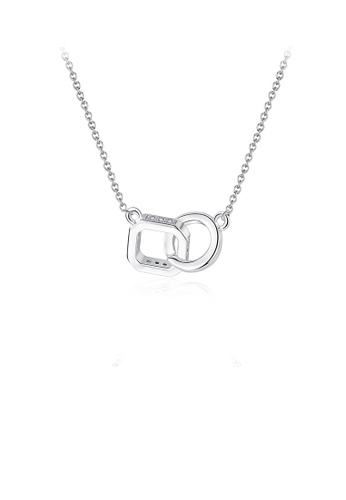 Glamorousky white Simple Personality Geometric Square Circle Necklace with Cubic Zirconia 89B79ACE42D275GS_1