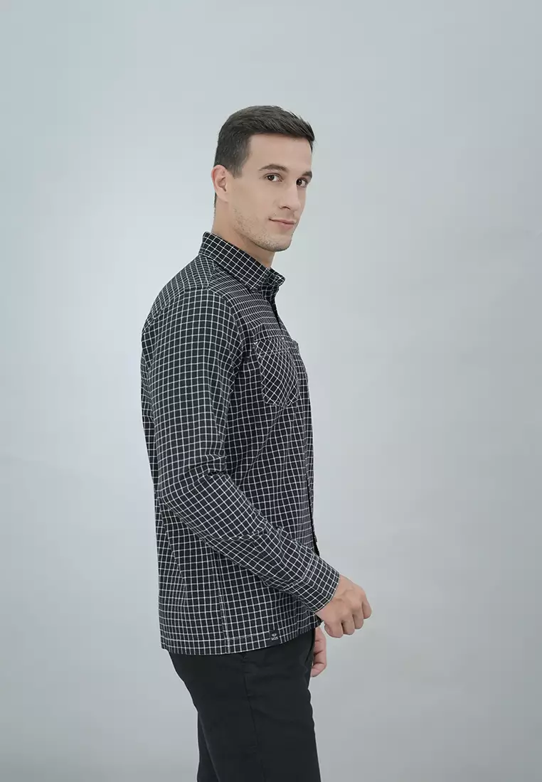 LGS - Macario Shirt - Kemeja Casual Pria - Lengan Panjang - Motif Kotak-Kotak - Reguler Fit Kain Katun