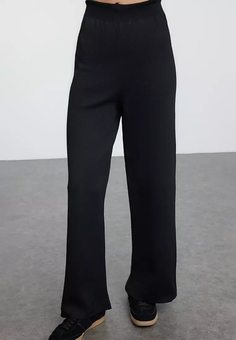 Black Hooded Knitwear Bottom-Top Set TWOAW25AU00031