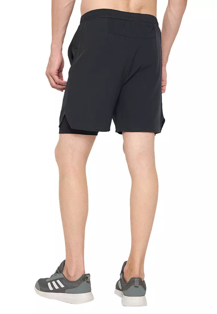 Men's Grey Training/Gym Dual Layer Shorts