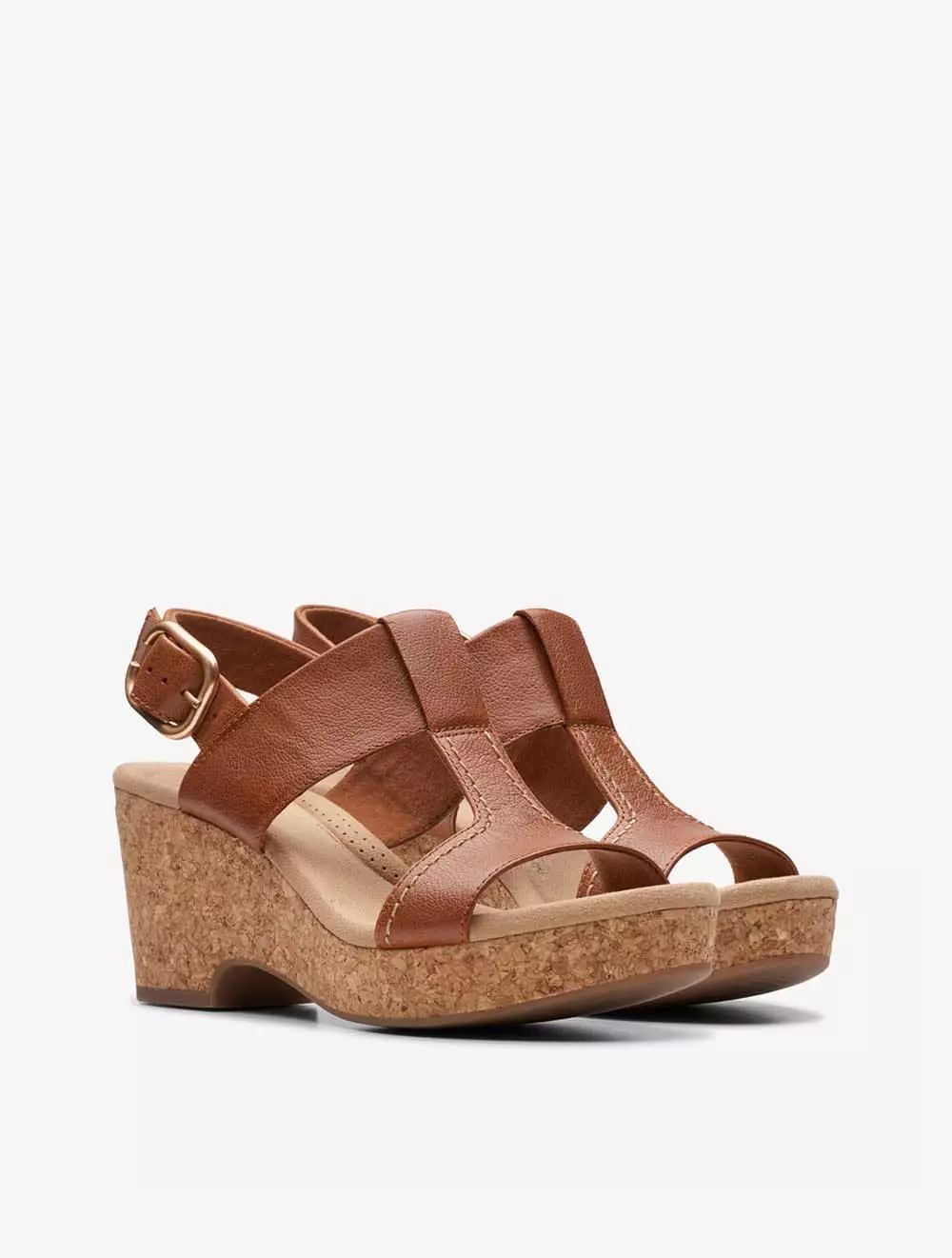 Clarks Giselle Style Women's Wedges- Tan Leather