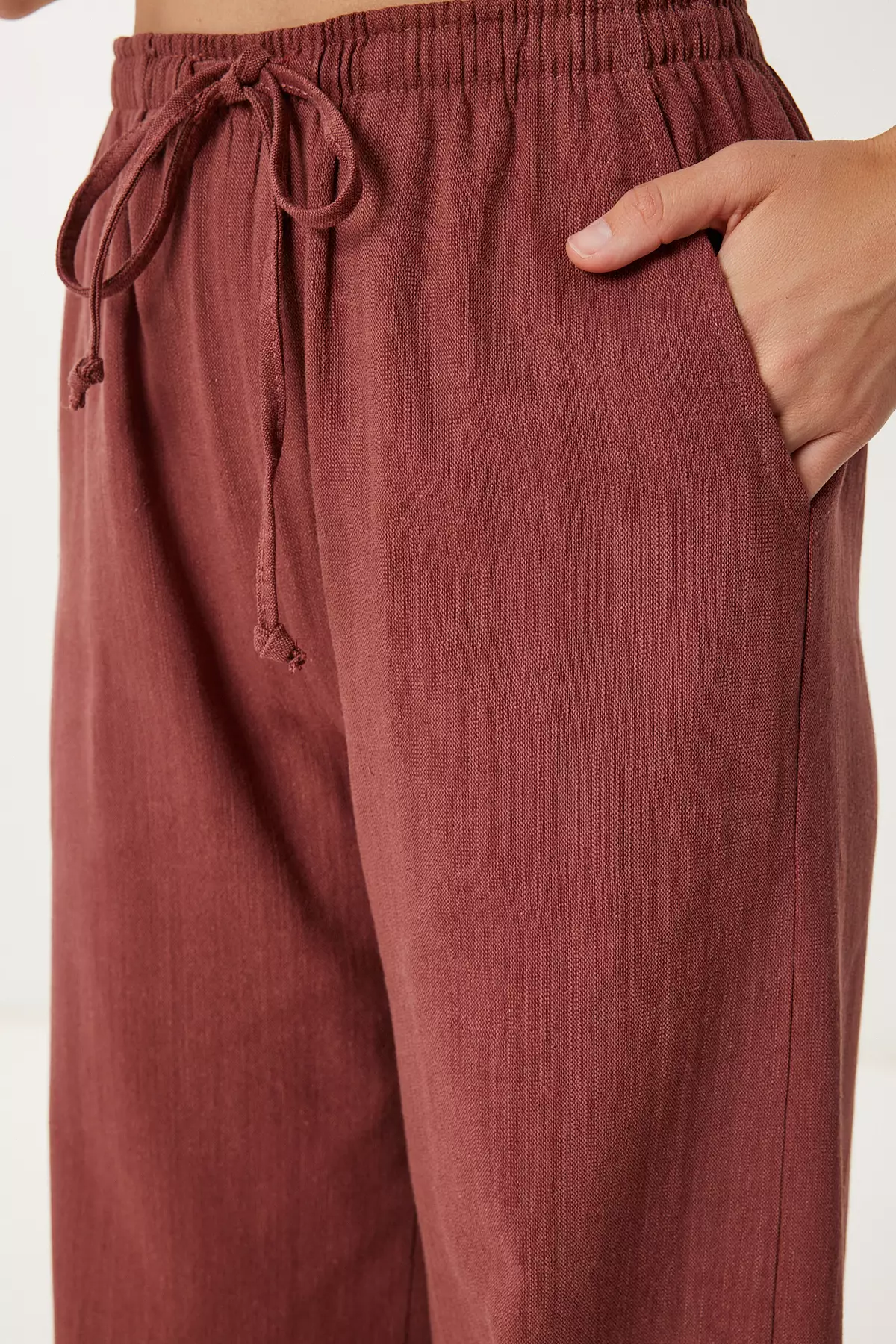 Women's Burgundy Linen Vest Pants Suit No00025