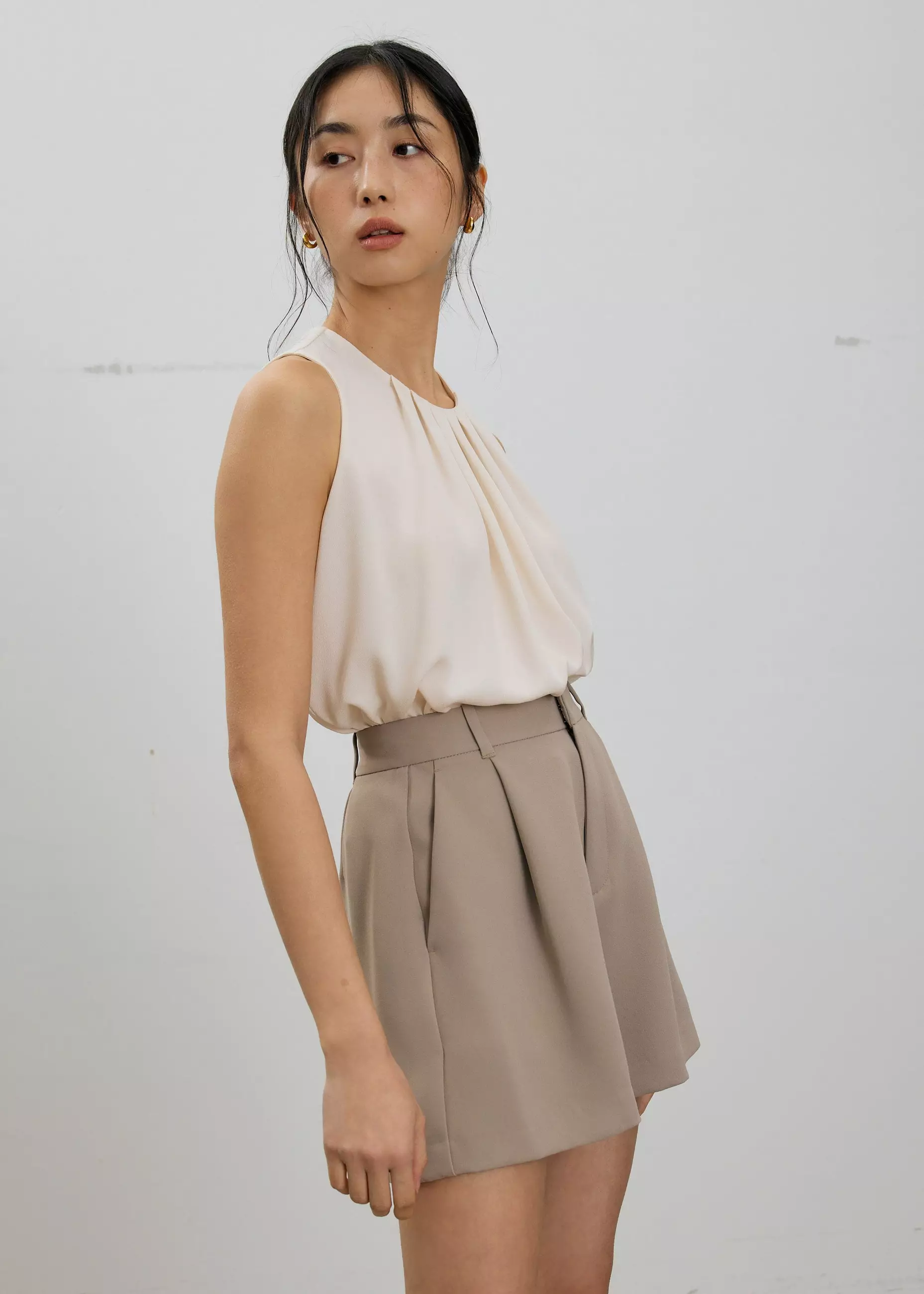 Atasan Wanita - Amy Satin Pleated Top